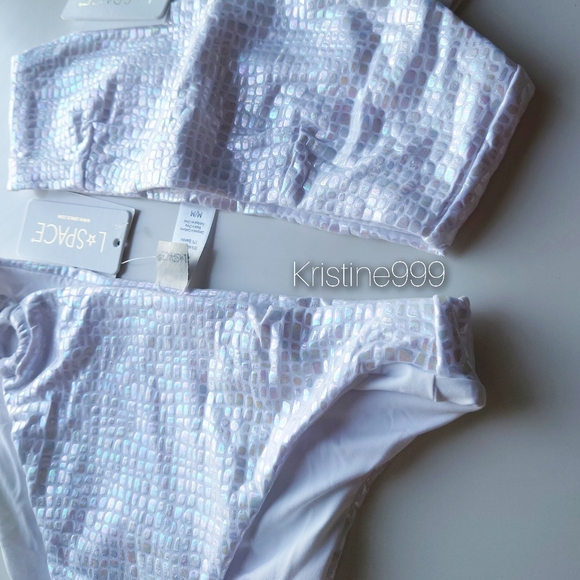 L*Space Indiana Top Jones Bitsy Bottom Gloss Gator White Iridescent Bikini SET - Picture 11 of 16